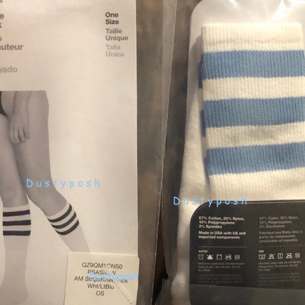 Cute American Apparel Knee High Socks Calf Length Retro Casual Gym Unisex Blue💖
